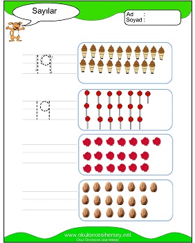okul öncesi 1 sayısı çizgi çalışması
